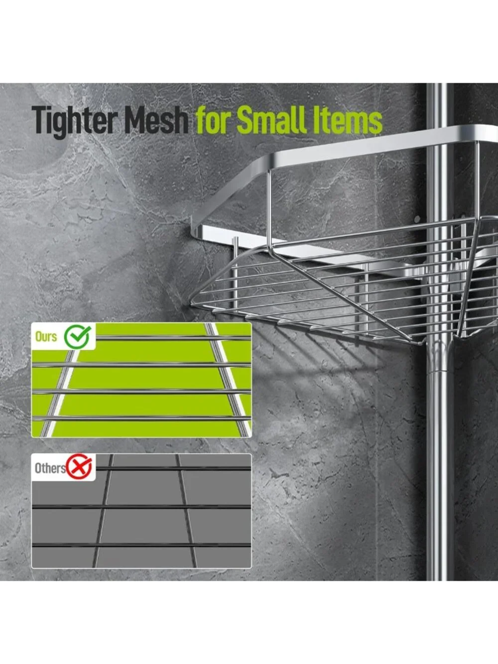 Stainless Steel Corner Shower Caddy - Adjustable 4-Tier Organizer with Hooks